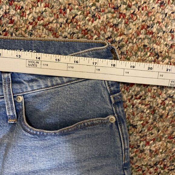 J. Crew Lakeshore Blue Denim Slim Wide Leg Frayed Hem Crop Jeans Size 32/14 US - Picture 11 of 16